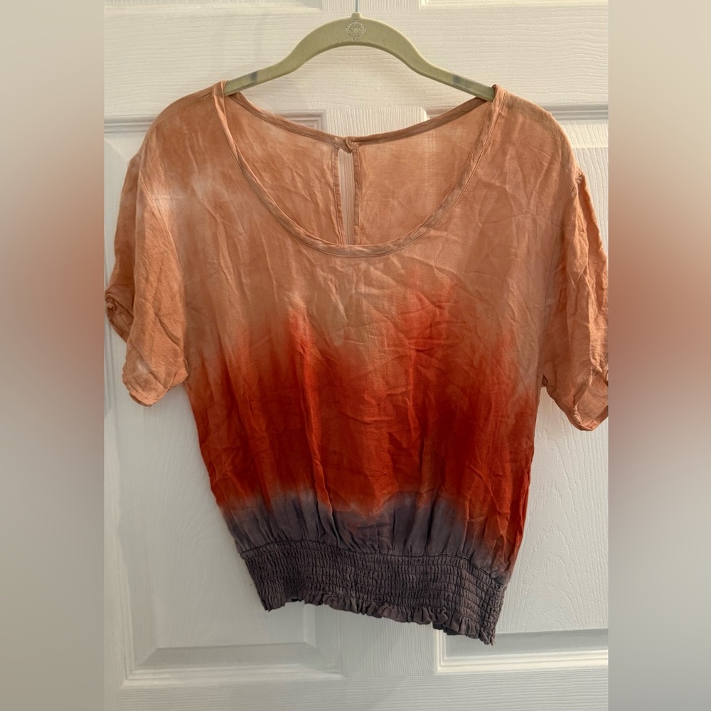 Women's Ombre Blouse in Orange and Gray